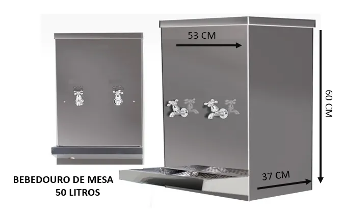 Bebedouro de bancada de 50 litros em aço inox